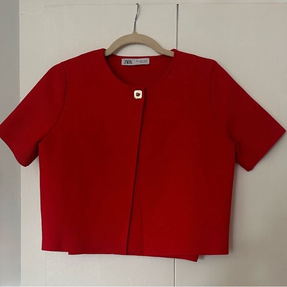 Zara Red Short Sleeve Top